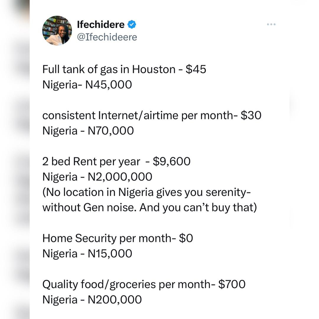 Now, where do you have a better/cheaper standard of living? Nigerian